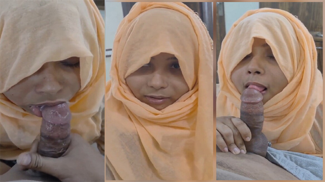 Hijabi Wife Giving Blowjob – To Lover & Talking Cum